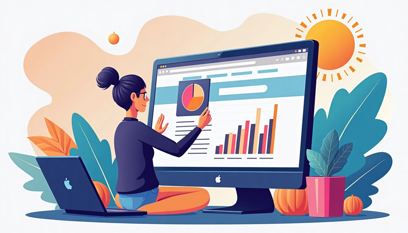 Ilustrație cu logo-ul WordPress și elemente de creare site web