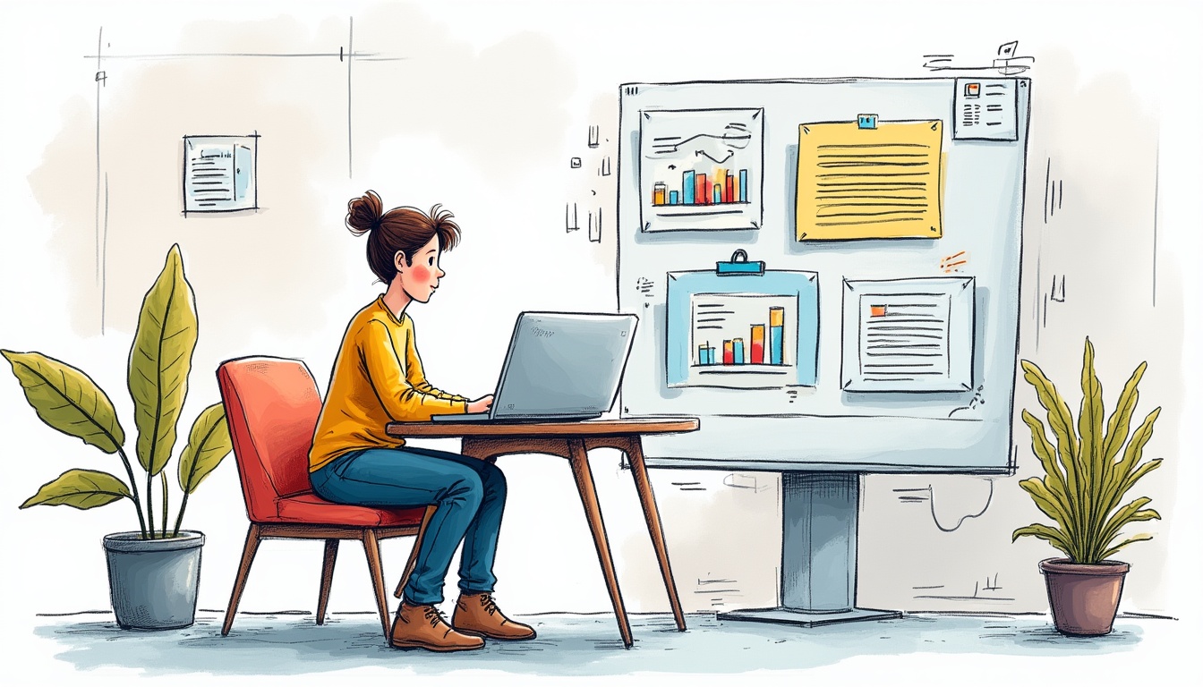 Ilustrație digitală reprezentând etapele creării unui site web de succes.